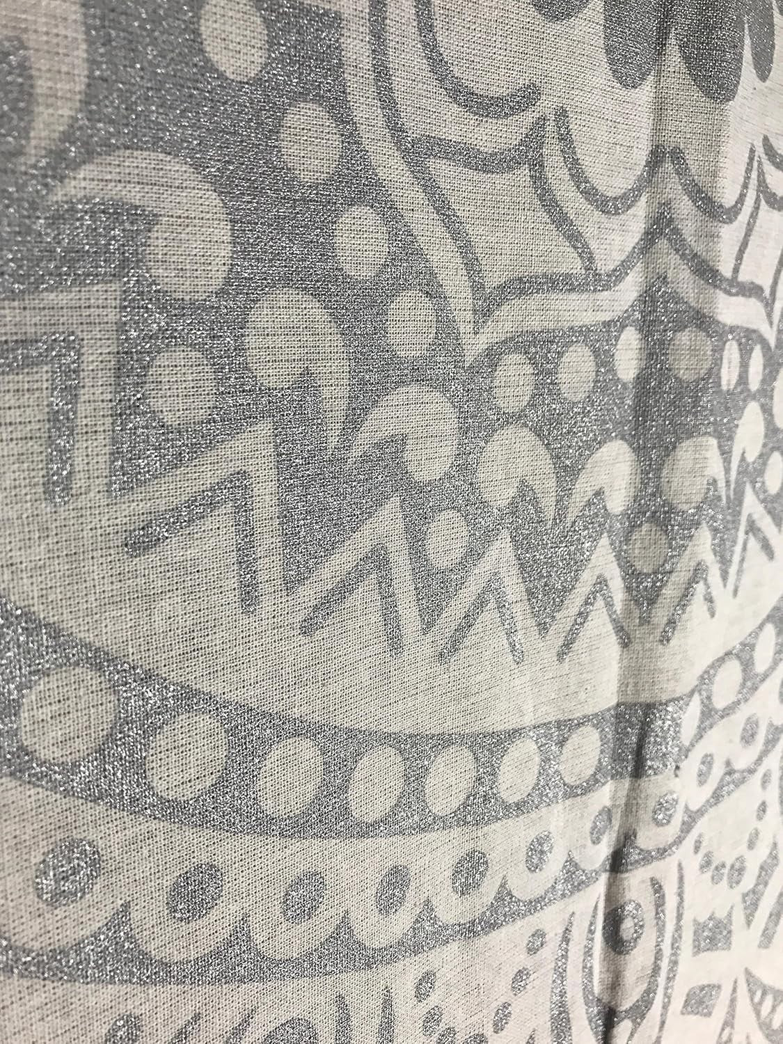 Boho White Silver Ombre Mandala Tapestry 52x82" Cotton Decor