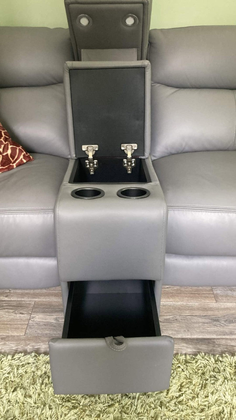 Luxury Grey Leather Large Corner Sofa (PTP)