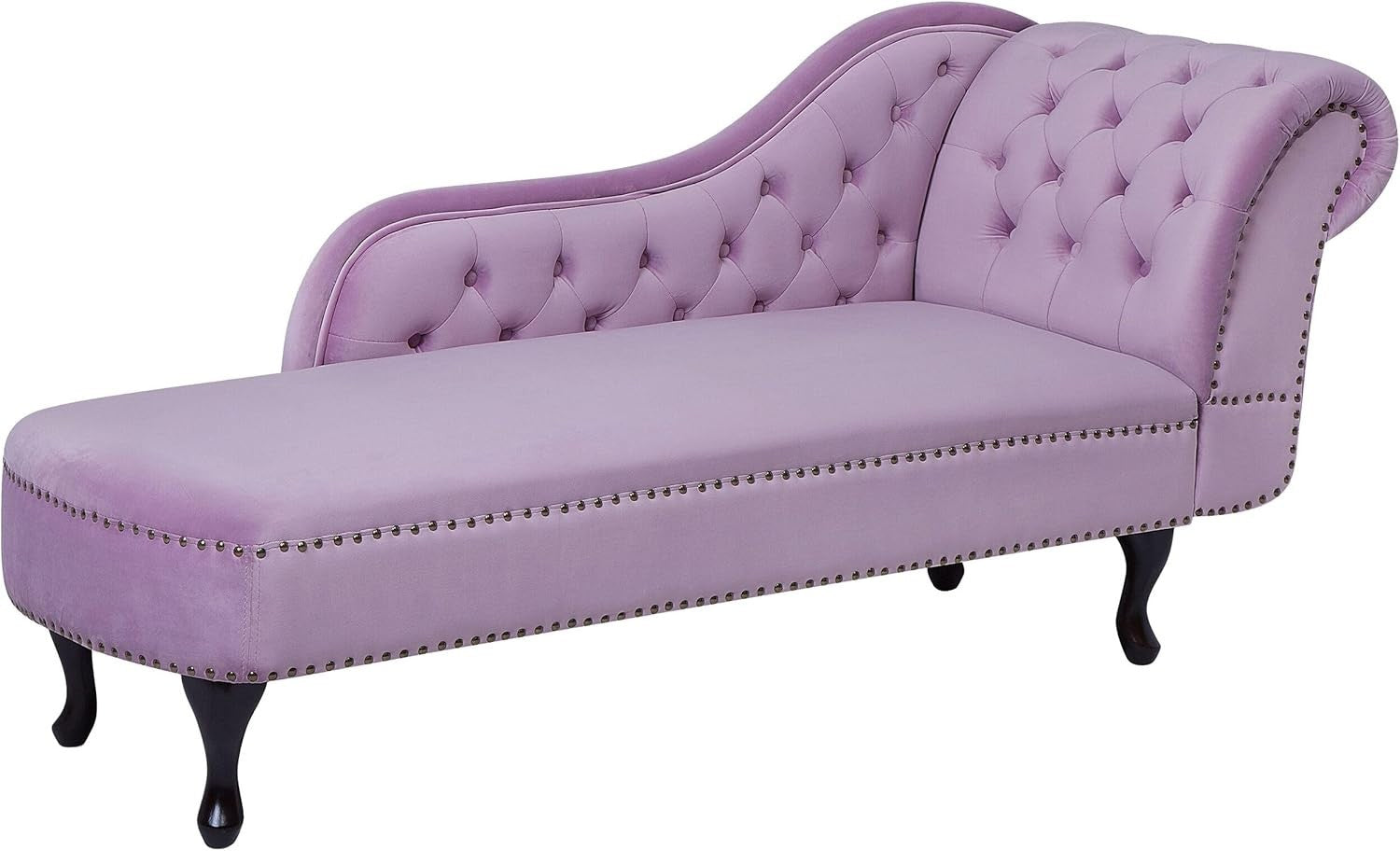 Pink Velvet Right Hand Chaise Lounge Sofa Chesterfield Style Tufted Seat