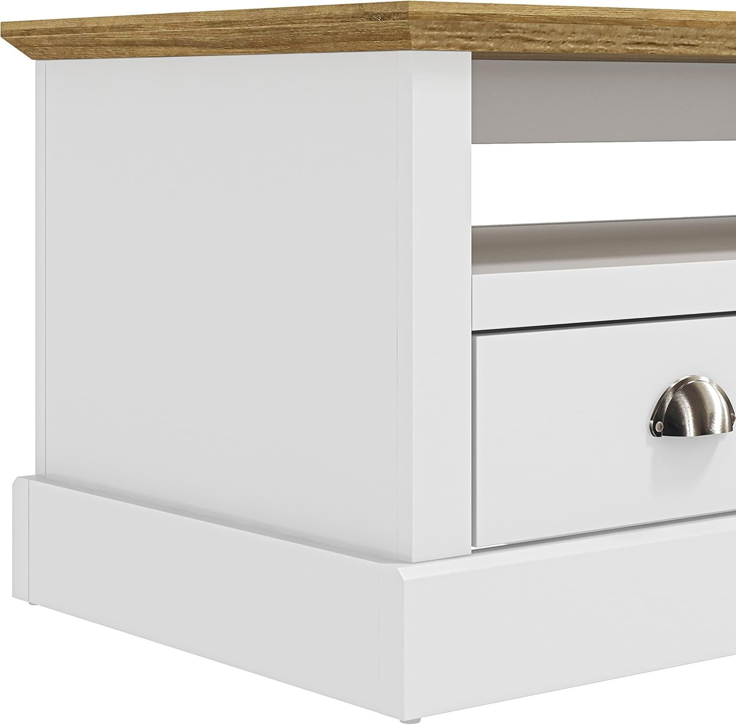 Modern White Coffee Table with 2 Drawers & Shelf – Storage Cabinet 94cm