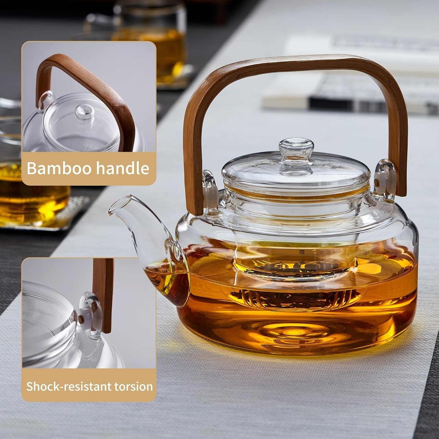800ml Glass Teapot with Infuser Stovetop Safe Loose Leaf Tea Pot