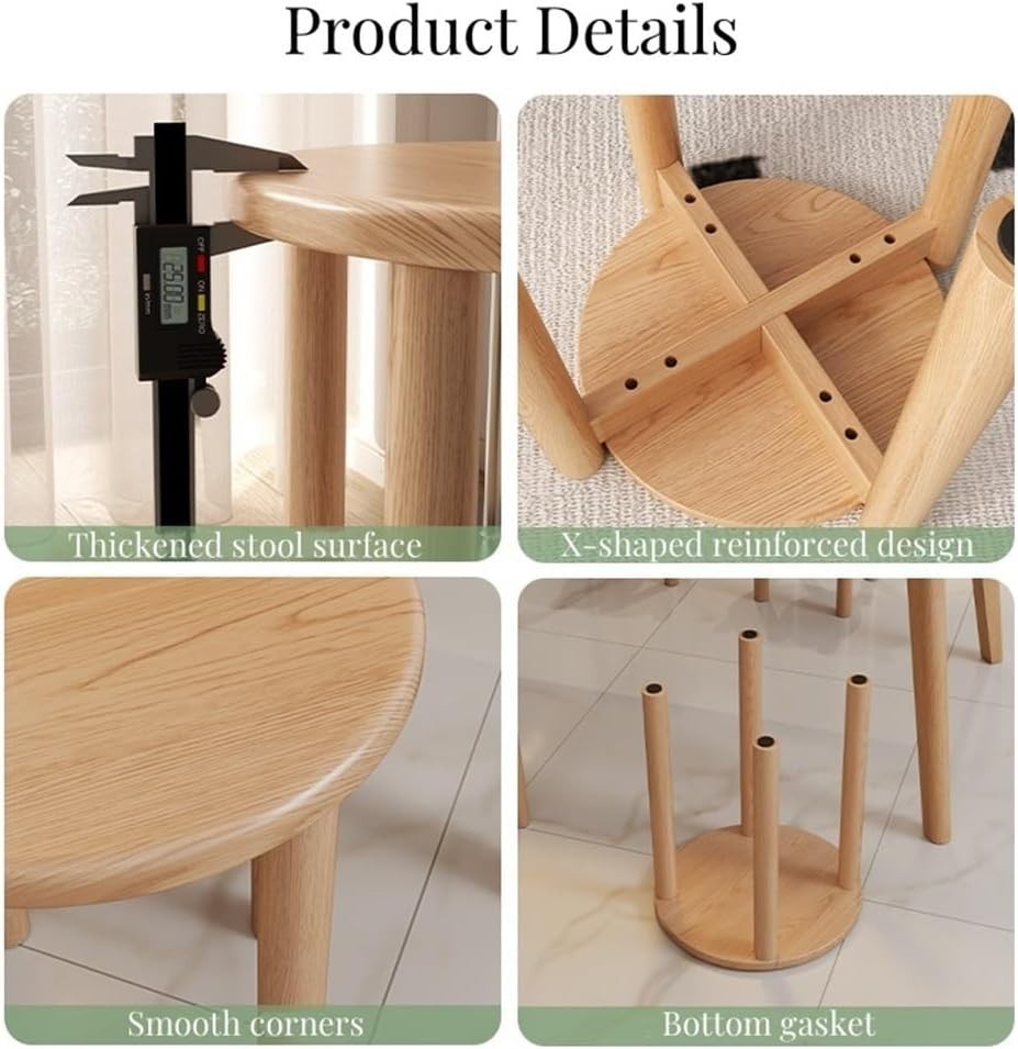 Set of 4 Stackable Stools Footrest Nightstand Rubber Wood Light Brown