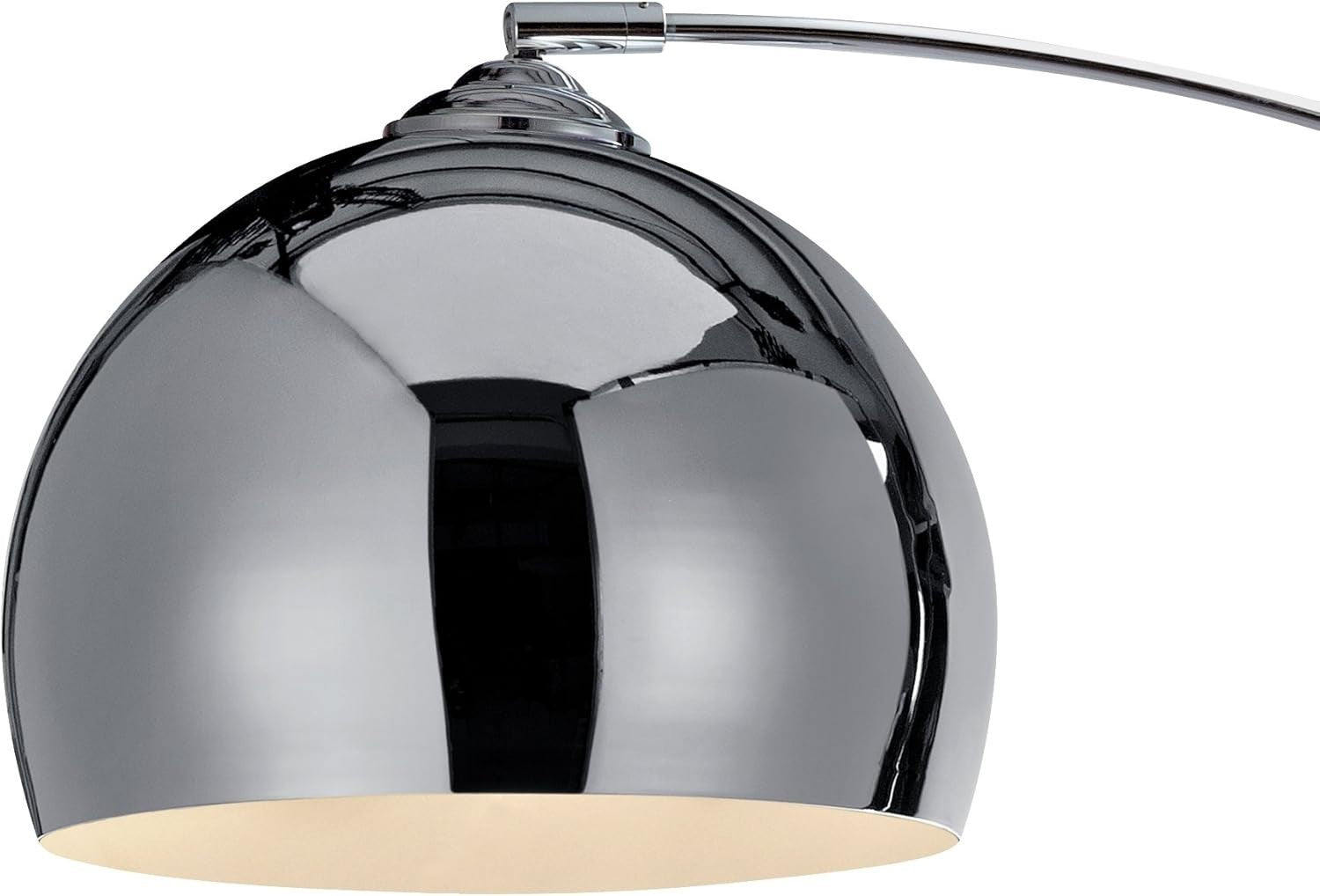 Modern Chrome Arc Floor Lamp with White Marble Base & LED Lighting