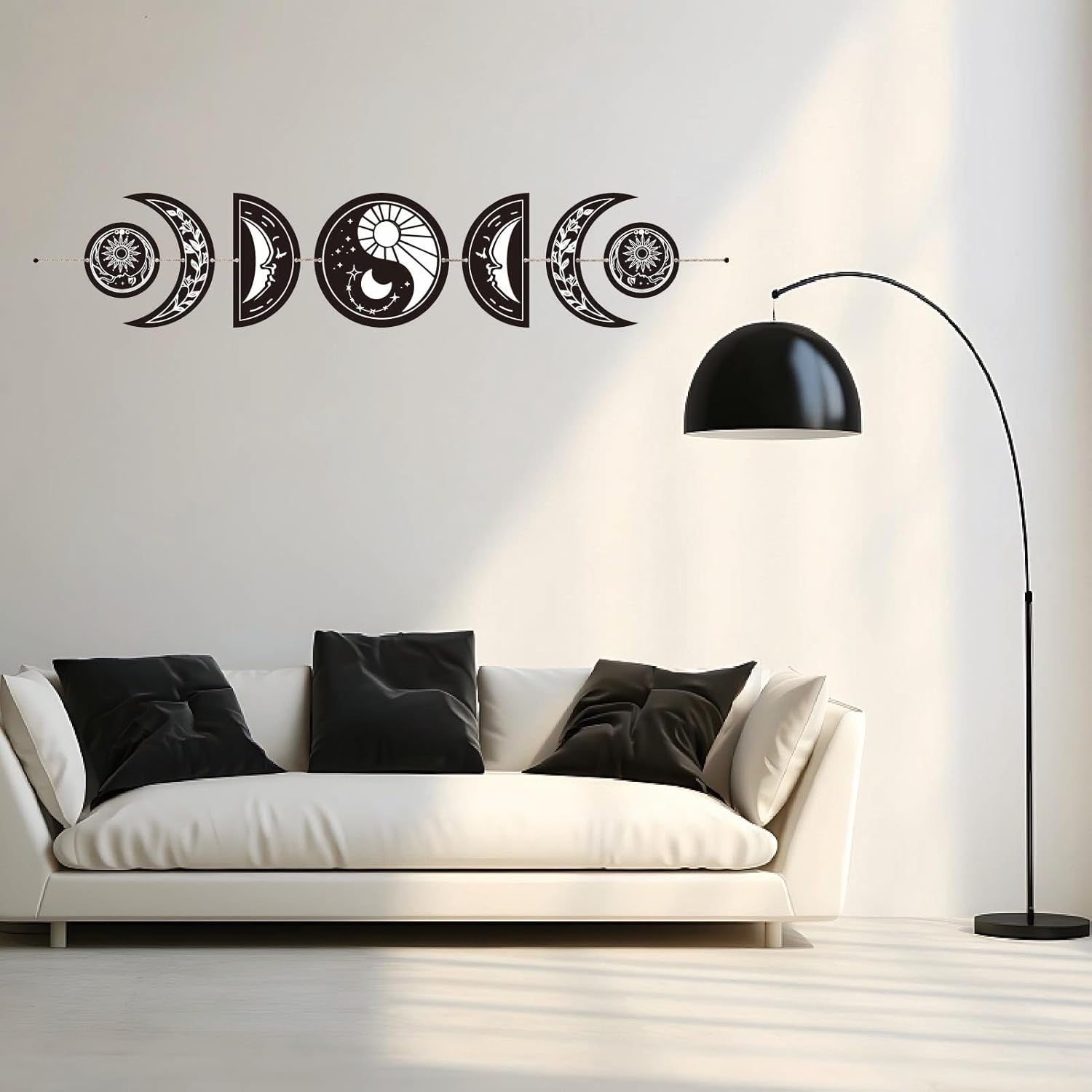 Moon Phase Wall Decor Wooden Boho 7-Piece Yin Yang Art