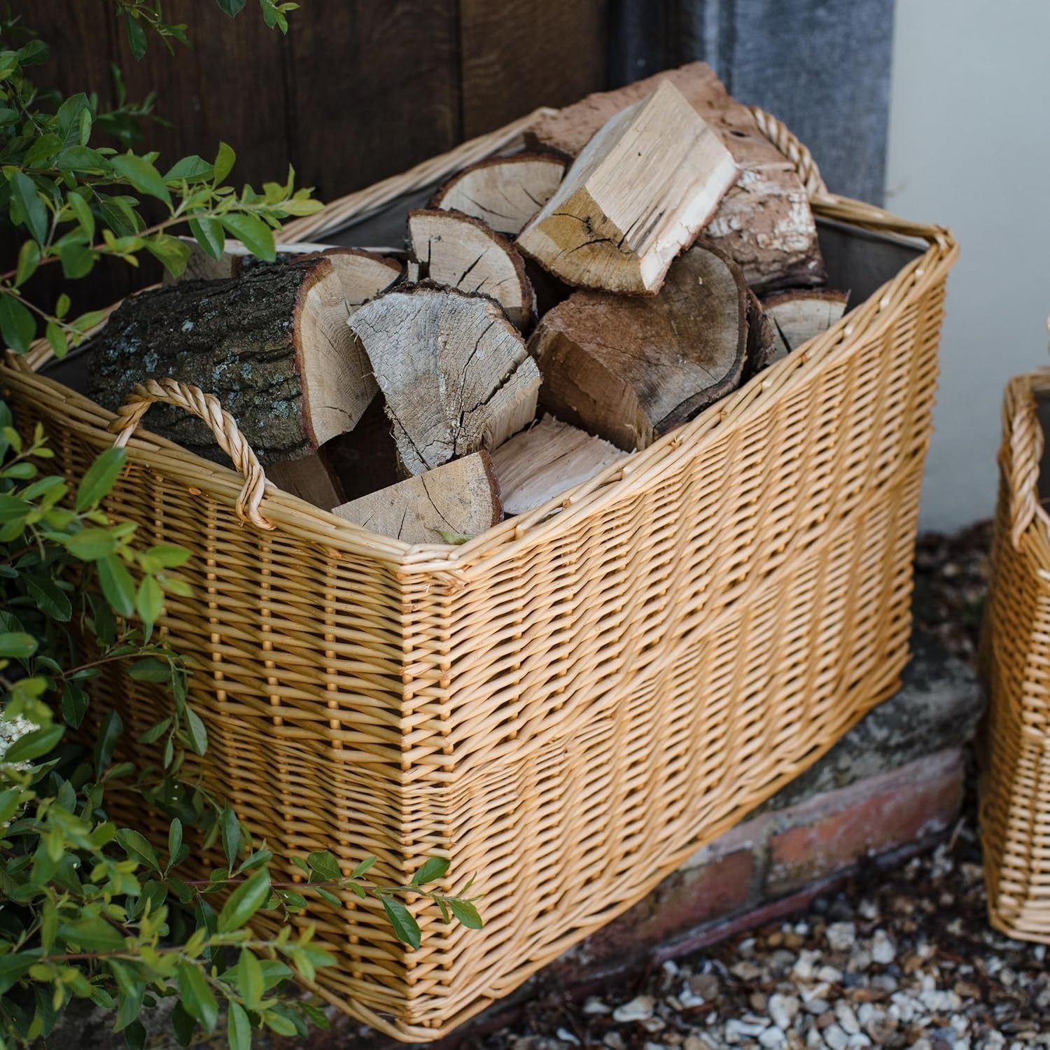 Sturdy Wicker Storage Basket with Padded Lining & Handles, 62x40x37cm