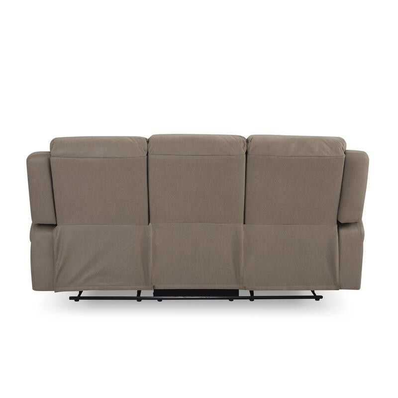 3 Seater Manual Recliner Sofa Light Brown Air Leather Padded Lounger