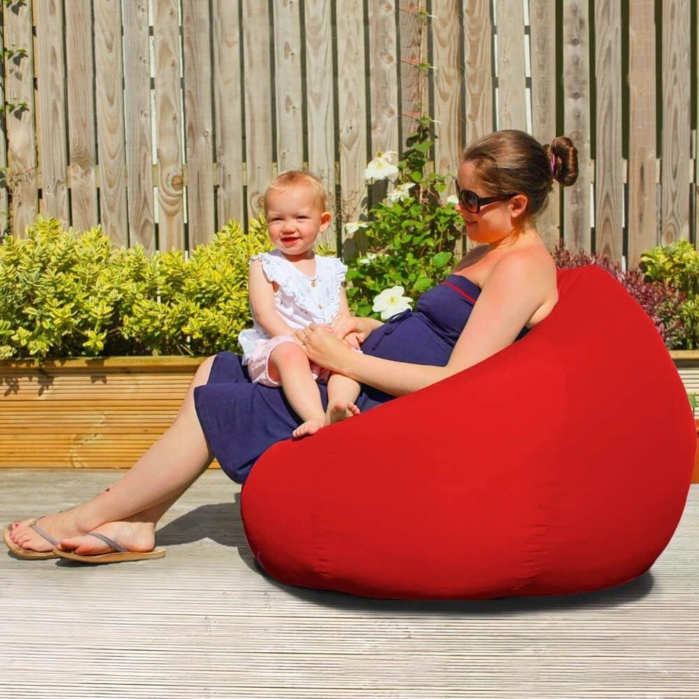 Outdoor Bean Bag Chair Adult XL – Waterproof Garden Seat, Red 110x80cm