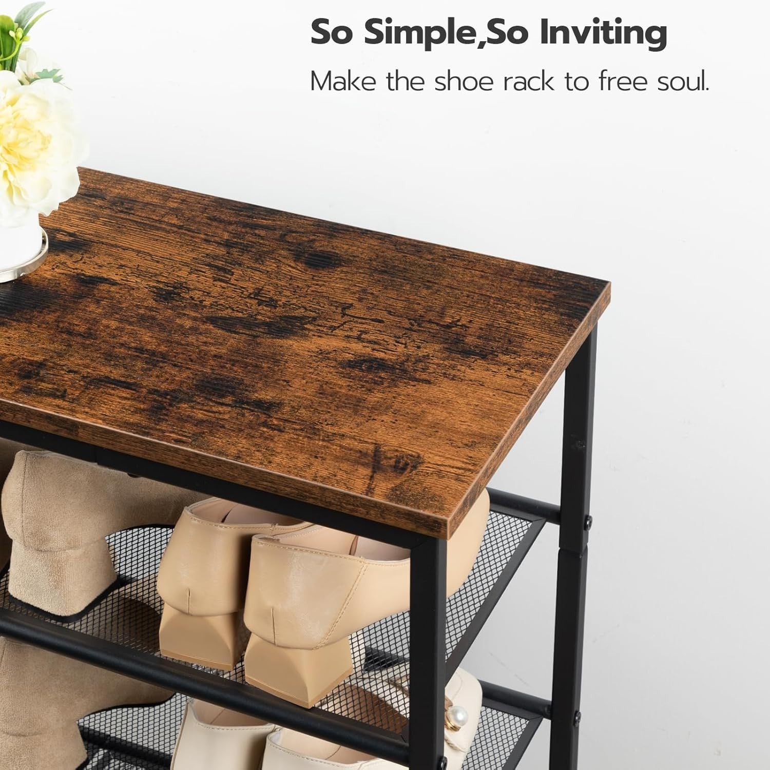 6-Tier Adjustable Shoe Rack for 18-24 Pairs, 75x28x92 cm Rustic Brown