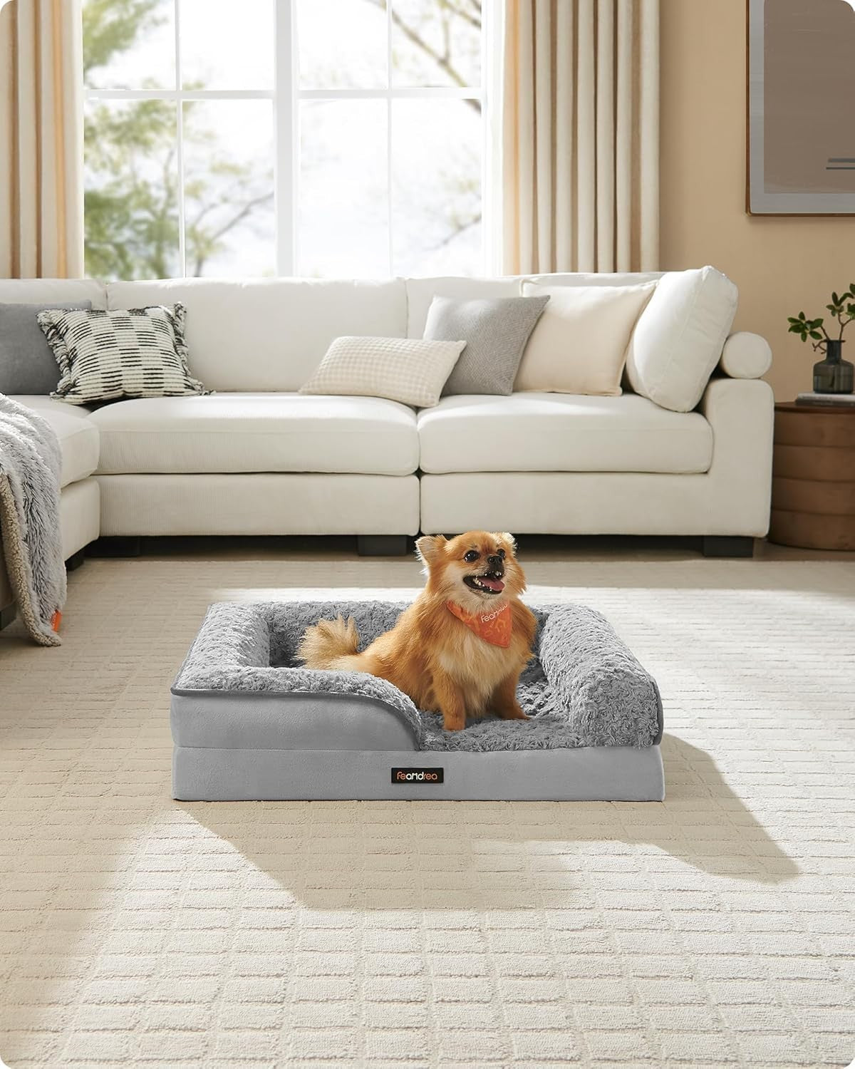 Orthopedic Dog Sofa Bed 71x58cm Memory Foam Washable Grey