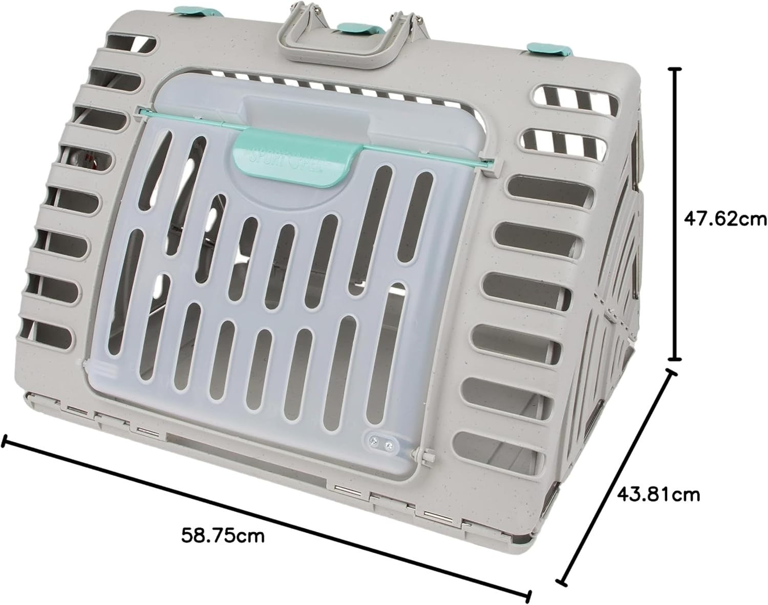 XL Collapsible Cat Carrier 58x47x43cm Foldable Crate + Washable Bed Travel