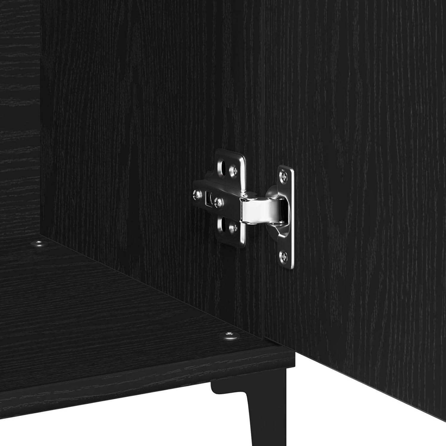 Black Oak Sideboard Cabinet Matte Finish Storage Unit Dining Living Room
