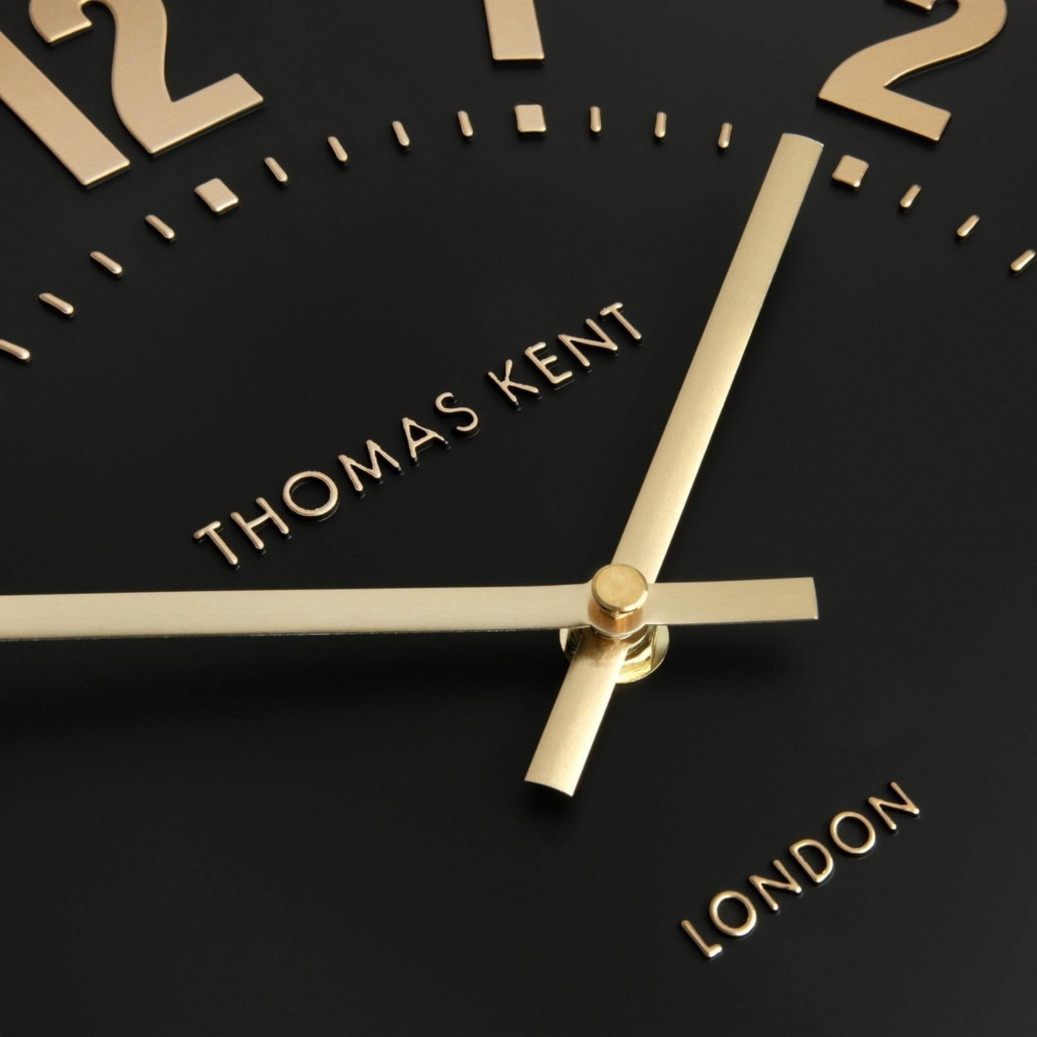 12" Black Wall Clock with Metallic Numerals | Silent Quartz Movement