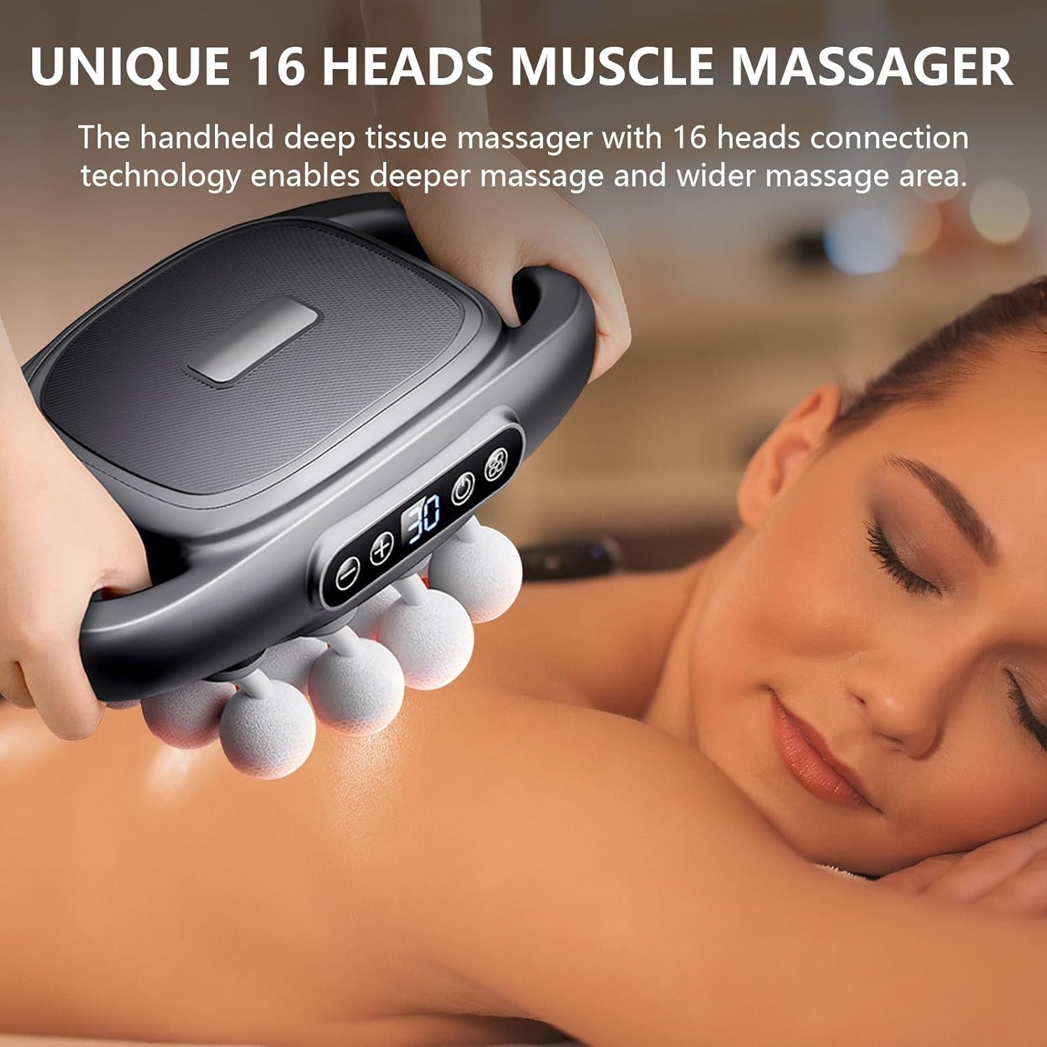 Deep Tissue Massage Gun 16 Head Full Body Massager 30 Speed Pain Relief