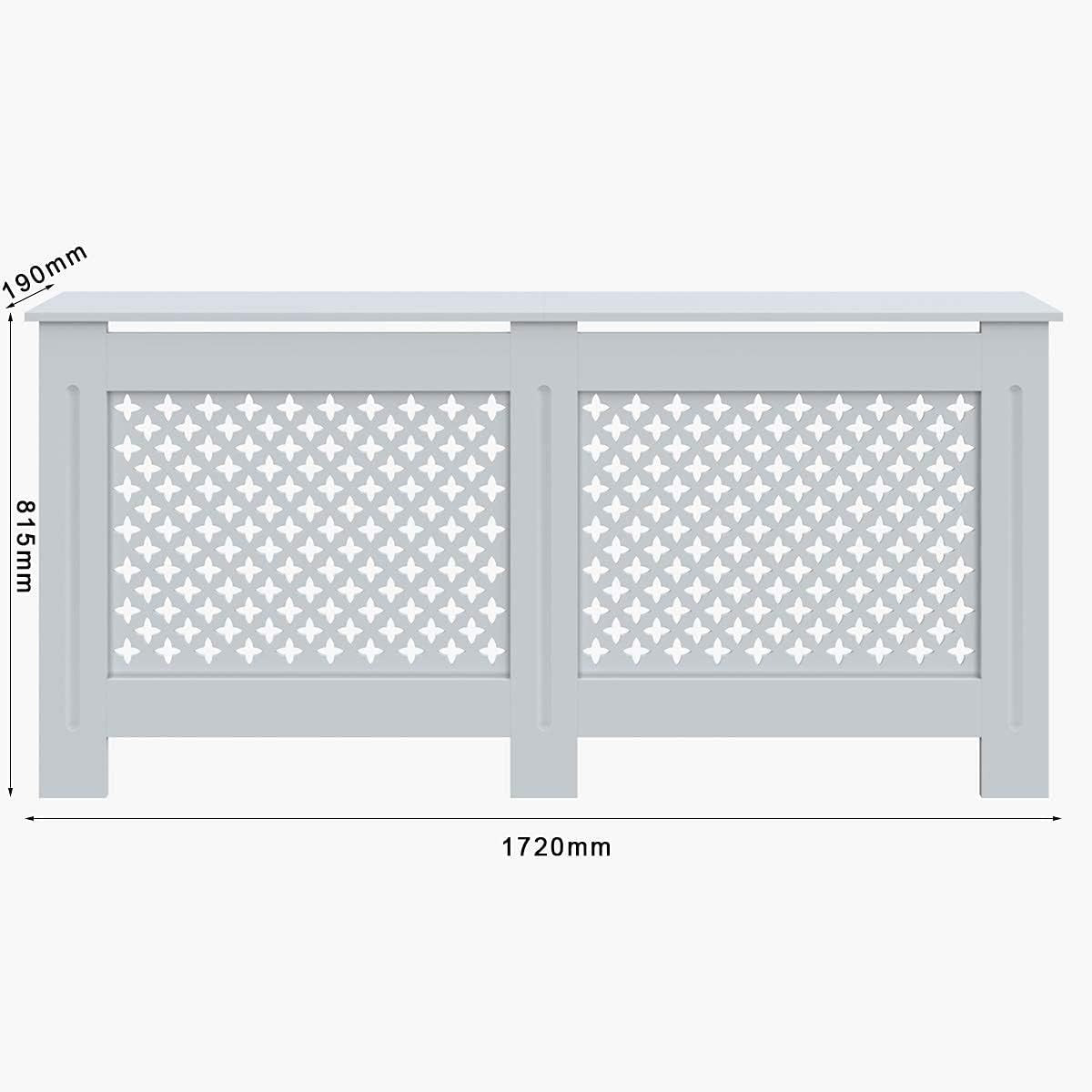 Extra Large White Radiator Cover | Cross Slat MDF Cabinet with Shelf – Durable