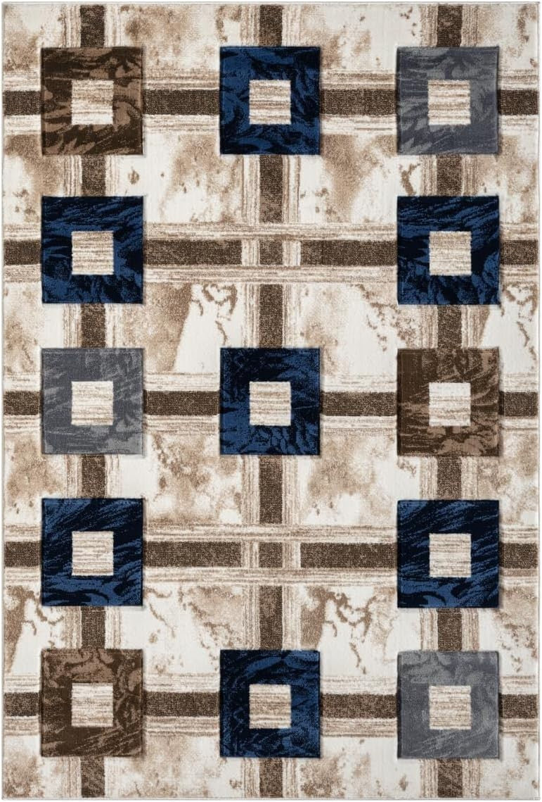 Soft Geometric Area Rug 120x170cm Thick Non Slip Bedroom Living Room Carpet