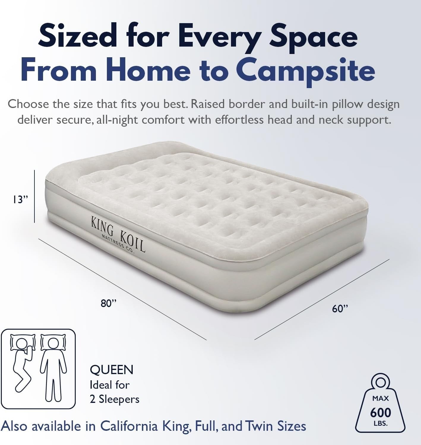 Luxury Queen Air Mattress Inflatable Bed Built-in Pump Adjustable Comfort