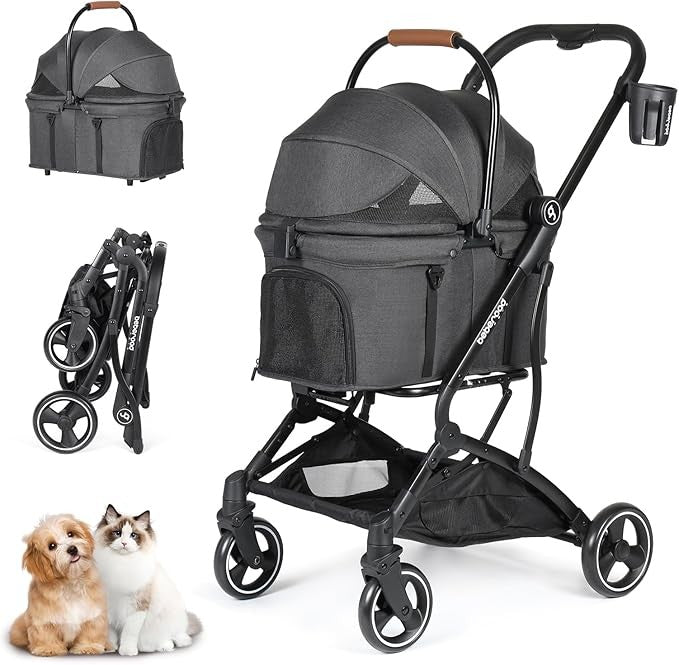 3-in-1 Pet Stroller Foldable Detachable Carrier Pushchair for Small Dogs Cats