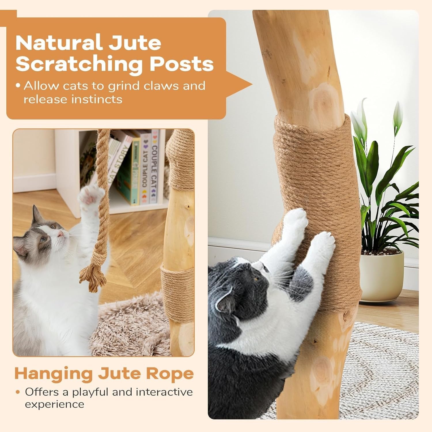 Solid Wood Cat Tree Grey Plush 90cm Multi Level Scratching Post Indoor