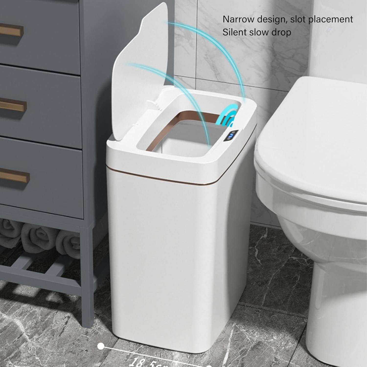 18L Automatic Motion Sensor Bathroom Bin Waterproof White