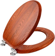 Antibacterial Wooden Toilet Seat Soft Close Oval Antique Pine 45x37cm