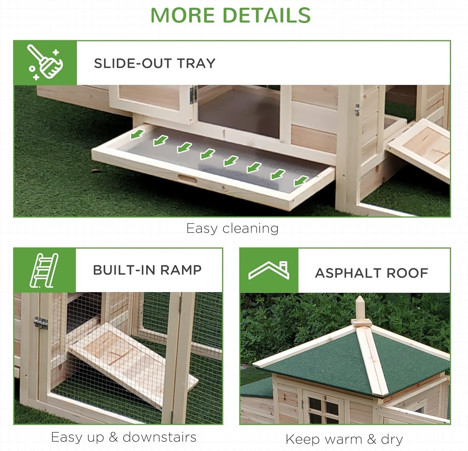 Large Wooden Chicken Coop with Run Nest Box 196cm