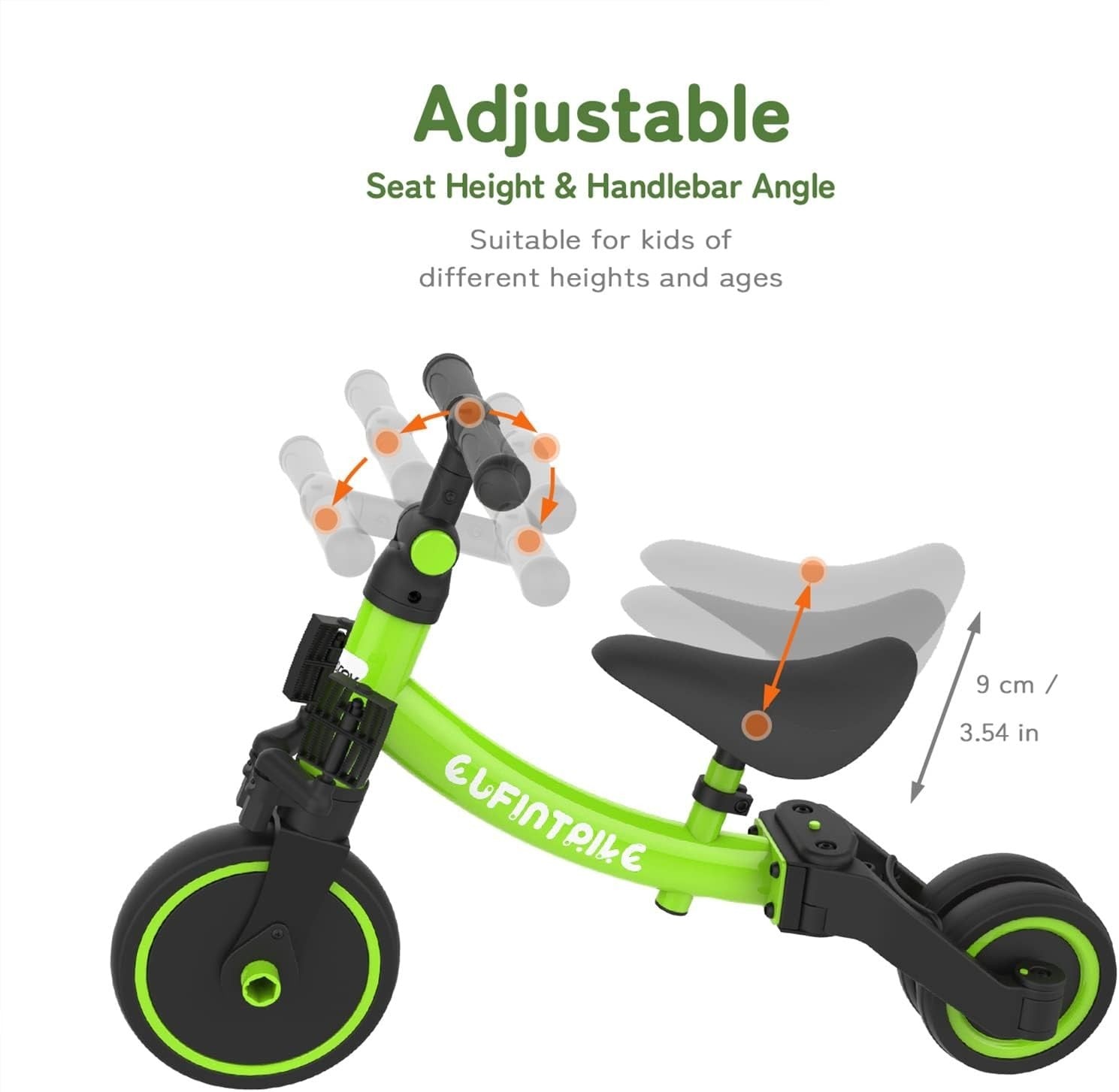 5 In 1 Toddler Tricycle Balance Bike Kids Ride On Removable Pedals Green