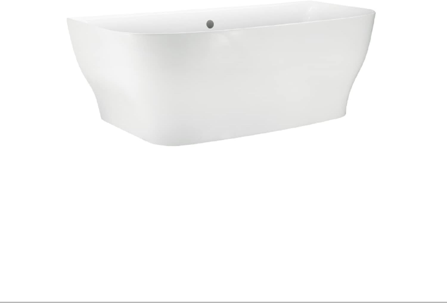 1650x780mm Freestanding Double Ended Back-to-Wall Bath White Acrylic Oval