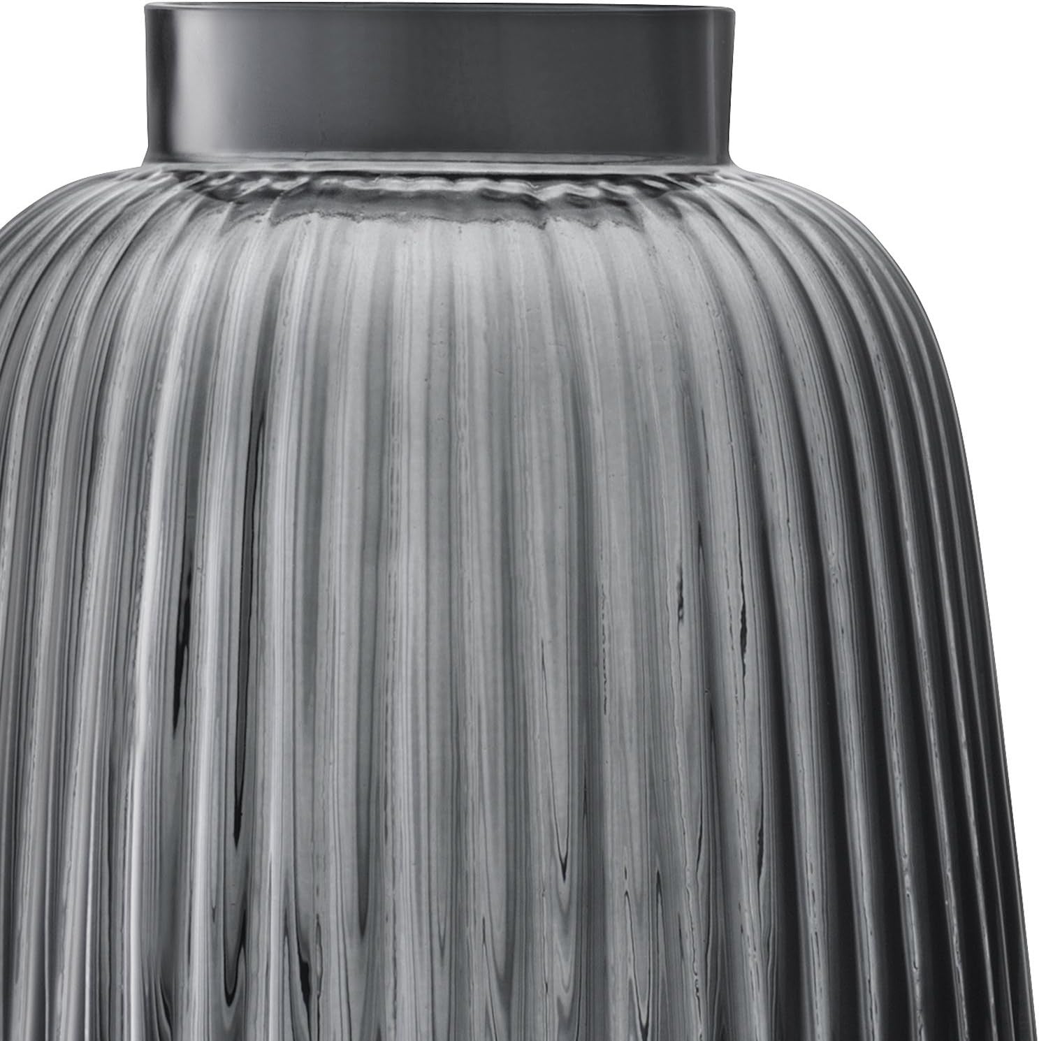 Grey Pleated Glass Vase 26cm Tall Modern Decorative Flower Vase Home Decor