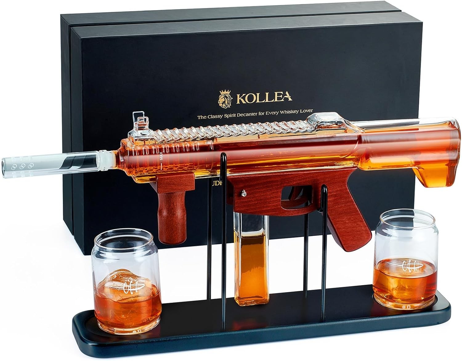 Gun Whiskey Decanter Set with Glasses | 486ml Liquor Dispenser Gift for Men