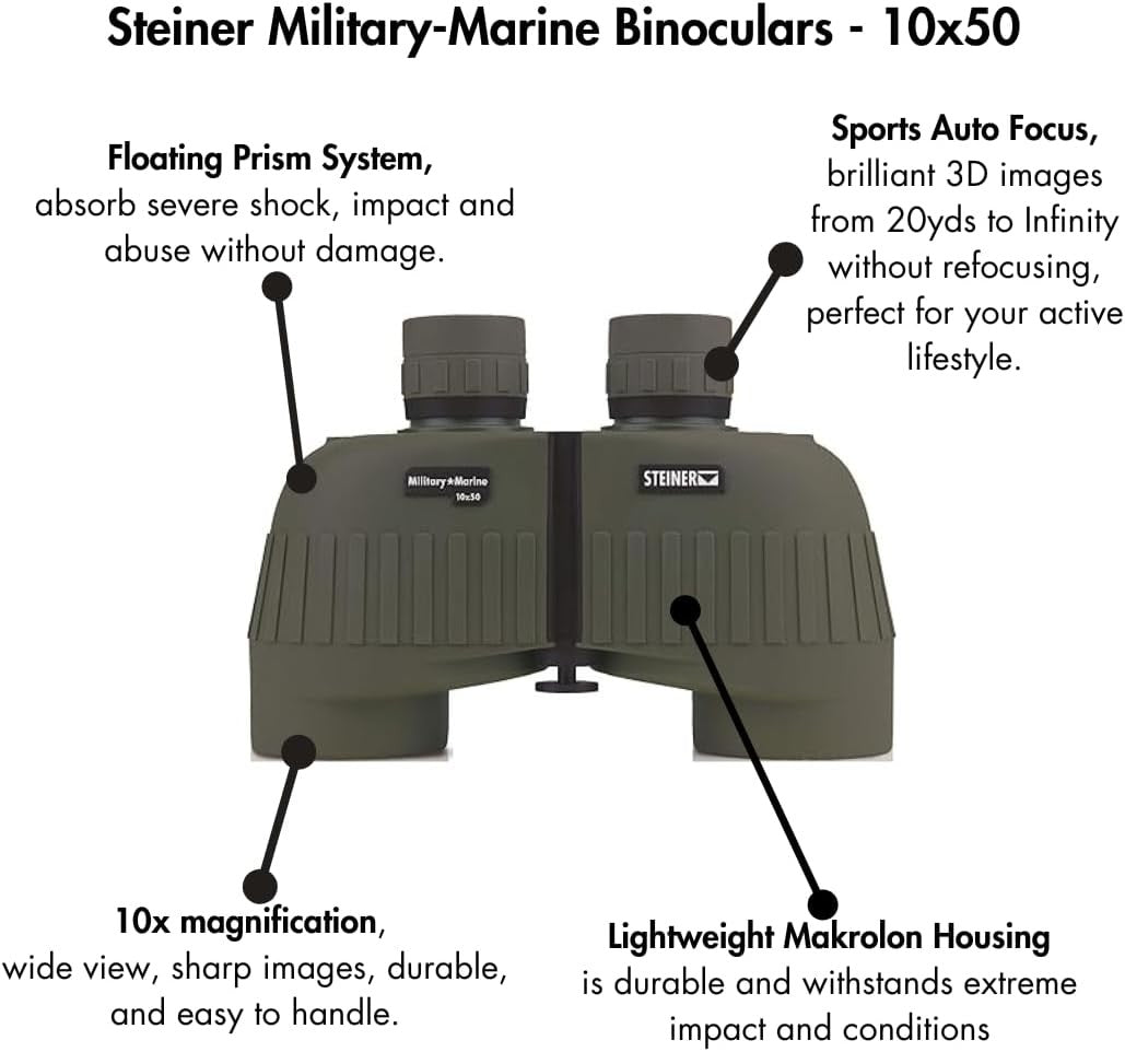10x50 Tactical Binoculars – Rugged Outdoor Optics, Wide View, Shockproof & Water