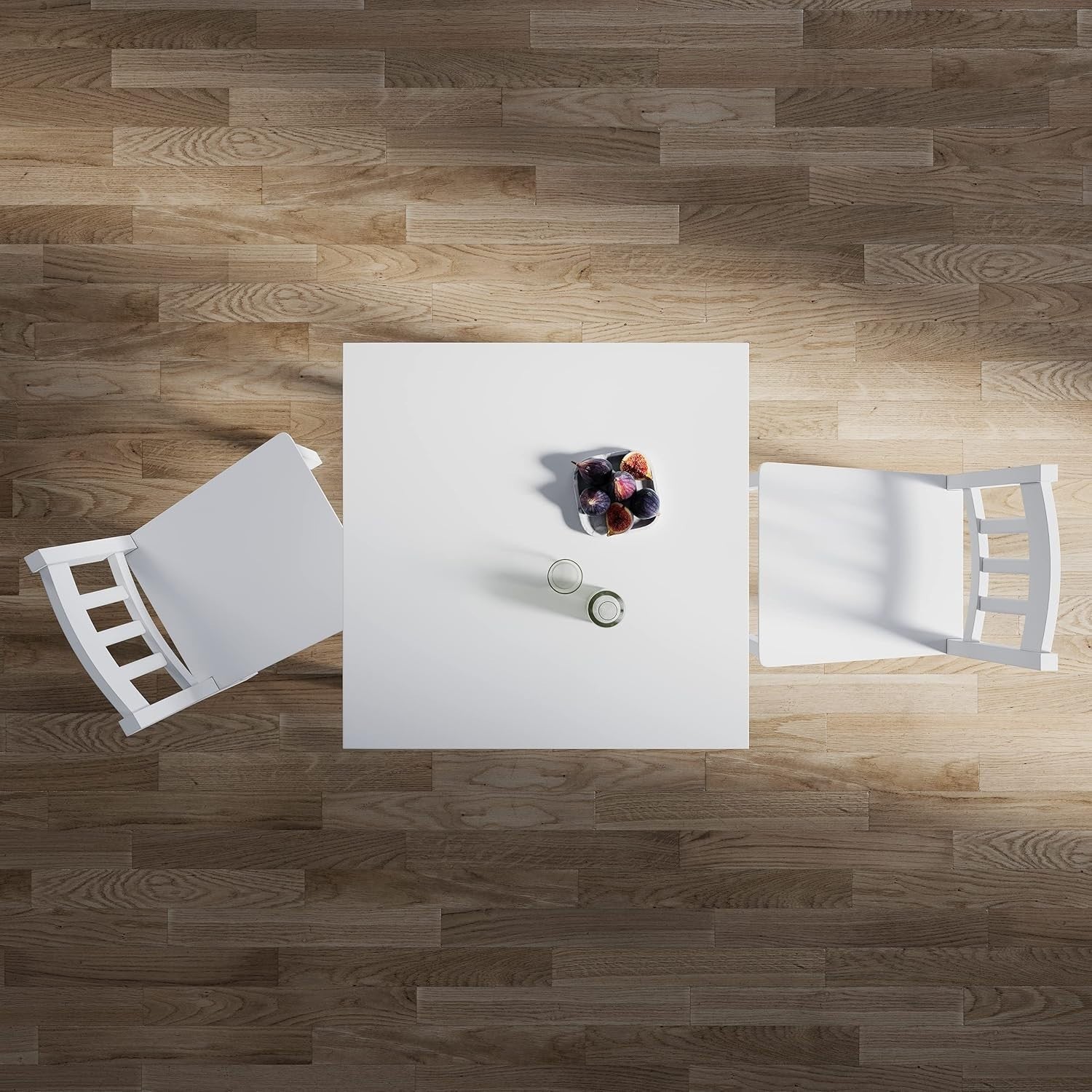 Solid Pine Wood Square Dining Table Set 2 Chairs White Kitchen Furniture