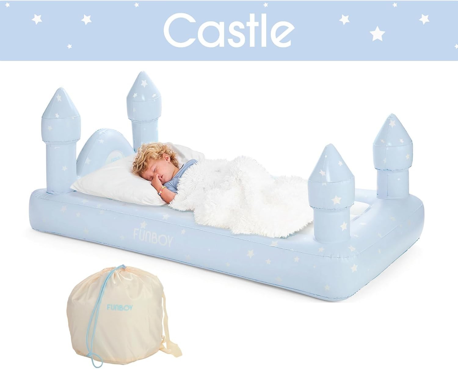 Kids Blue Inflatable Travel Bed Mattress with Carry Bag – Sleepovers
