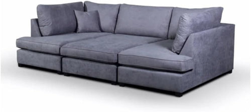 4PC U Shape Sofa with Footstool – Dark Grey Sectional – 5/6 Seater Modular.