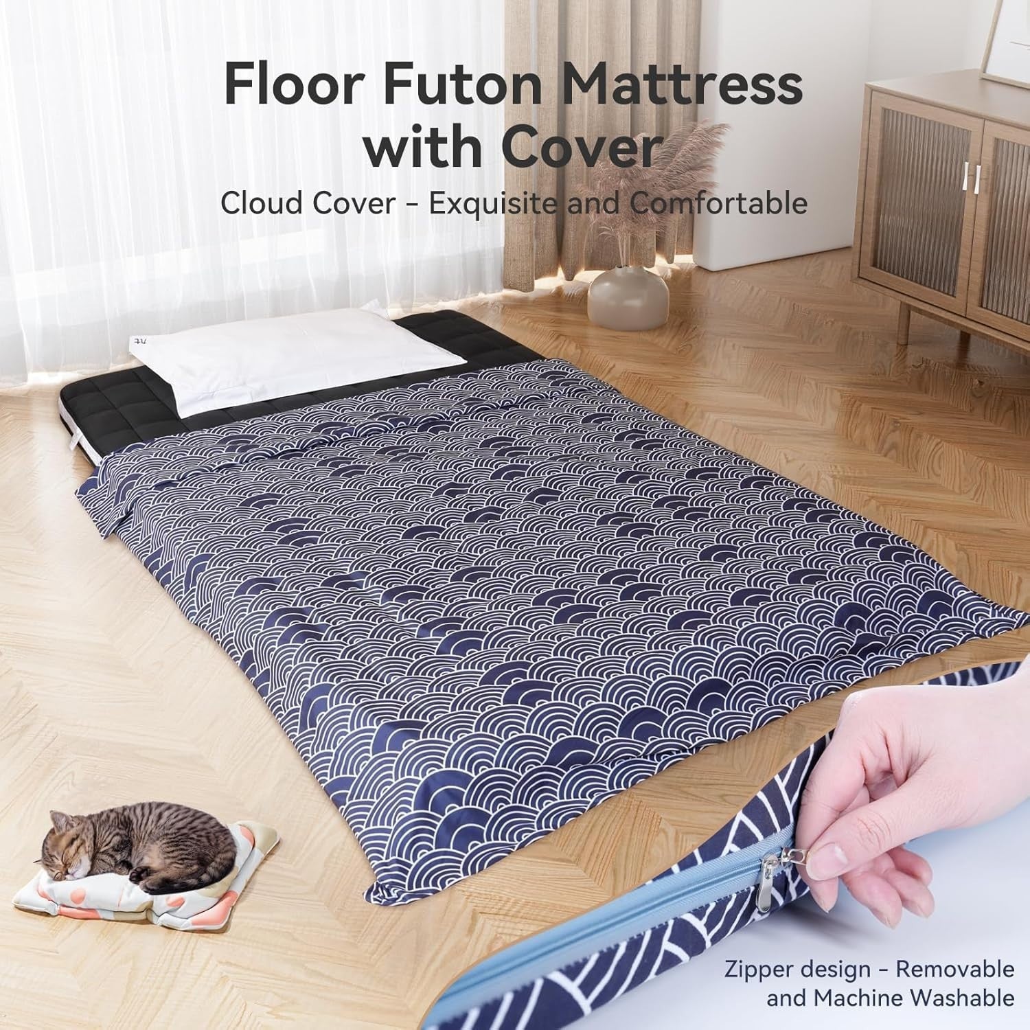 10cm Foldable Memory Foam Futon Mattress Double Bed Roll Up Tatami