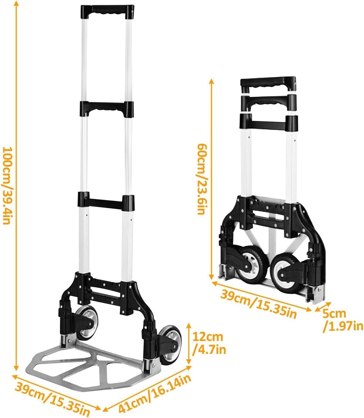 Heavy Duty Folding Hand Truck Stair Trolley Rubber Wheels Portable