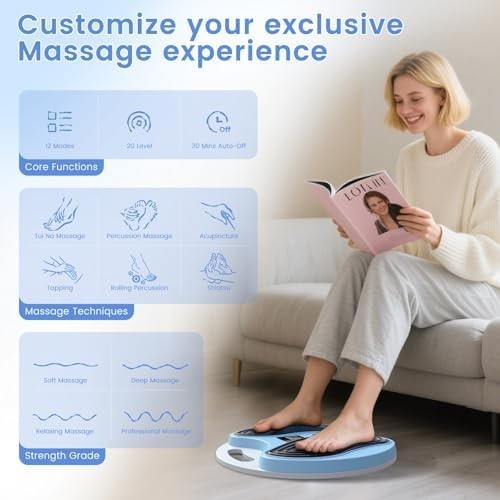 Rechargeable EMS & TENS Foot Circulation Massager for Legs & Pain Relief
