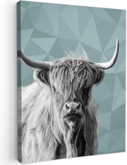 Highland Cow Canvas Wall Art 50x70cm Framed Modern Black White