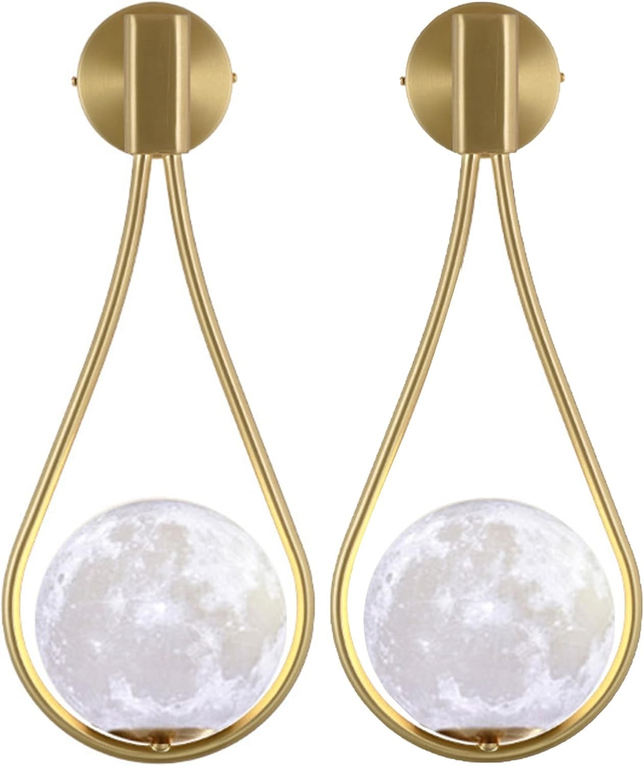 Gold Moon Wall Lights Set of 2 – Modern G9 Warm LED Lamps for Bedroom