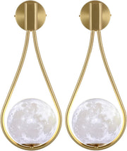 Gold Moon Wall Lights Set of 2 – Modern G9 Warm LED Lamps for Bedroom