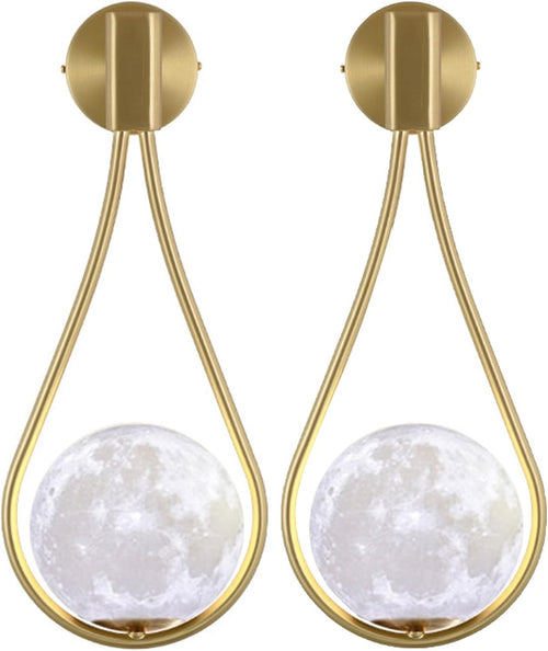 Gold Moon Wall Lights Set of 2 – Modern G9 Warm LED Lamps for Bedroom