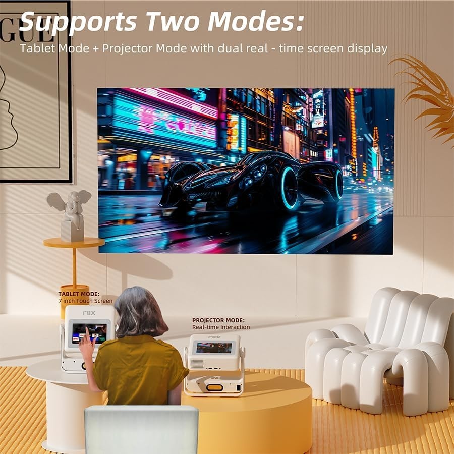 Smart Touch Screen Projector 1080P 4K Support WiFi Bluetooth 180°
