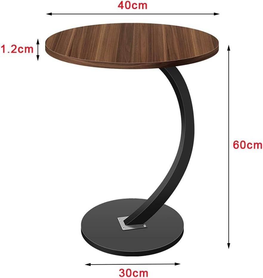 C-Shaped Round Side Table Small Wooden End Table 40x60cm Sofa Desk