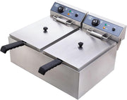 Commercial Electric Deep Fat Fryer 34L Dual Tank 6000W Easy Clean