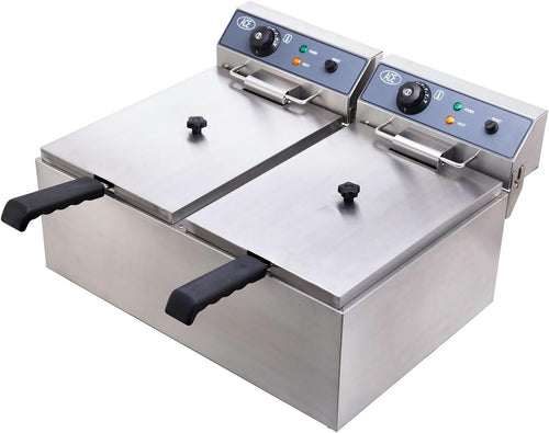 Commercial Electric Deep Fat Fryer 34L Dual Tank 6000W Easy Clean