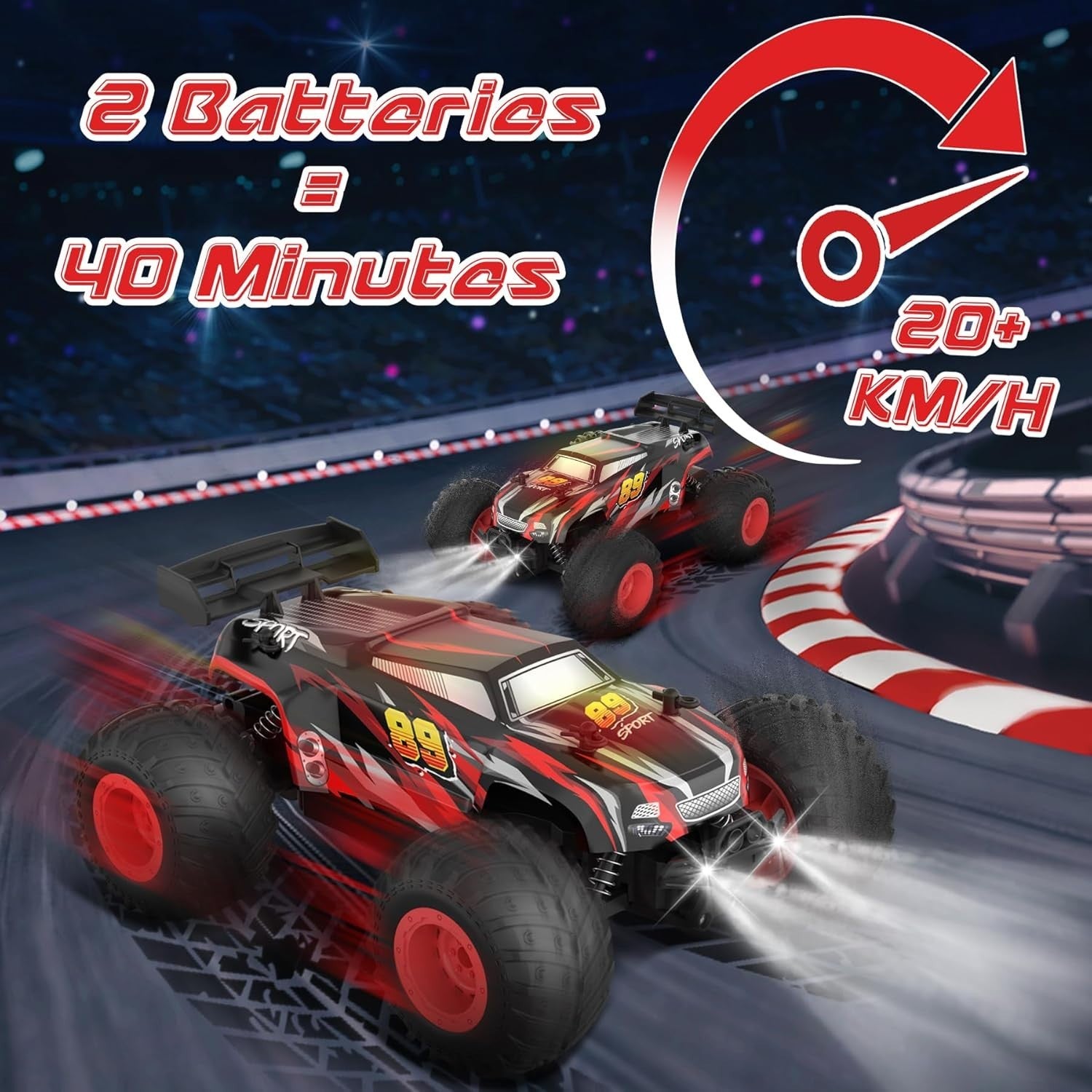 2WD RC Monster Truck 20KM/H 2.4GHz Fast Off-Road Remote Control Car Kids Toy