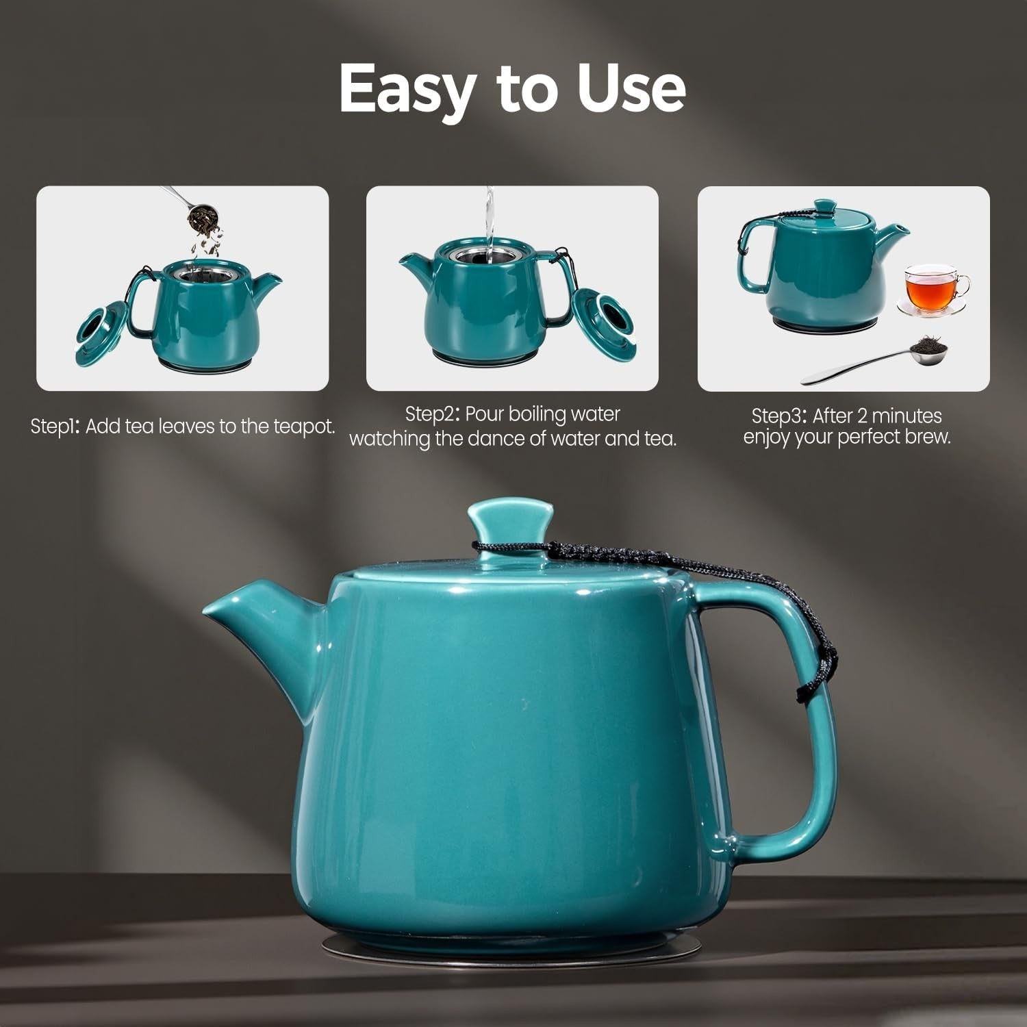 600ml Porcelain Teapot with Infuser Handmade Tea Pot Spoon Coaster