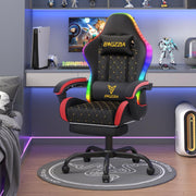 Gaming Chair LED Lights Recliner Footrest Ergonomic Back