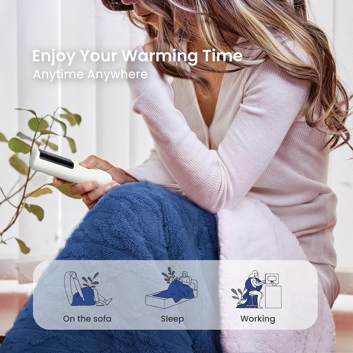Electric Heated Throw Blanket Soft Large 9 Heat Timer Washable 130x160cm
