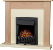 43" Oak & Cream Electric Fireplace Wall Mount Heater 1-2kW LED Flame Effect