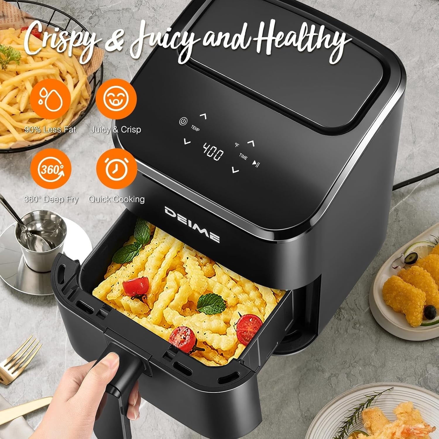 Compact Digital Air Fryer 2.8QT Mini Quiet Space Saving Touchscreen
